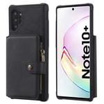 For Galaxy Note 10 Plus Zipper Shockproof Protective Case with Card Slots & Bracket & Photo Holder & Wallet Function(Black)