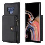 For Galaxy Note9 Zipper Shockproof Protective Case with Card Slots & Bracket & Photo Holder & Wallet Function(Black)