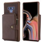 For Galaxy Note9 Zipper Shockproof Protective Case with Card Slots & Bracket & Photo Holder & Wallet Function(Coffee)