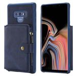 For Galaxy Note9 Zipper Shockproof Protective Case with Card Slots & Bracket & Photo Holder & Wallet Function(Blue)