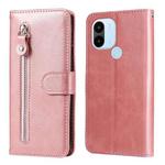 For Xiaomi Redmi A1+ Calf Texture Zipper Leather Phone Case(Rose Gold)