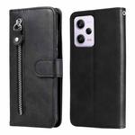 For Xiaomi Redmi Note 12 Pro 5G China Calf Texture Zipper Leather Phone Case(Black)