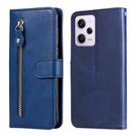 For Xiaomi Redmi Note 12 Pro 5G China Calf Texture Zipper Leather Phone Case(Blue)