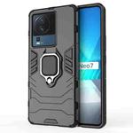 For vivo iQOO Neo7 PC + TPU Shockproof Protective Phone Case with Magnetic Ring Holder(Black)