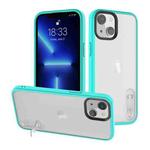 For iPhone 14 Plus Terminator Shockproof Phone Case with Holder(Transparent Cyan)