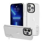 For iPhone 14 Pro Terminator Shockproof Phone Case with Holder(Transparent White)