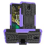 For Nokia C100 Tire Texture TPU + PC Phone Case with Holder(Purple)