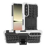 For Sony Xperia 5 IV Tire Texture TPU + PC Phone Case with Holder(White)