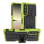 For Sony Xperia 5 IV Tire Texture TPU + PC Phone Case with Holder(Green)