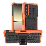 For Sony Xperia 5 IV Tire Texture TPU + PC Phone Case with Holder(Orange)