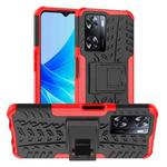 For OPPO A57 4G Tire Texture TPU + PC Phone Case with Holder(Red)