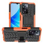 For OPPO A57 4G Tire Texture TPU + PC Phone Case with Holder(Orange)