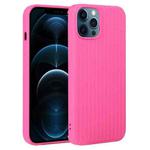 For iPhone 12 Pro Max Weave Texture Silicone Phone Case(Rose Red)