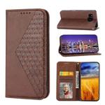 For Sharp Aquos Sense7 Plus Cubic Grid Calf Texture Magnetic Leather Phone Case(Brown)