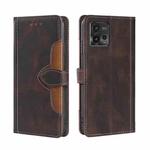 For Motorola Moto G72 4G Skin Feel Magnetic Buckle Leather Phone Case(Brown)