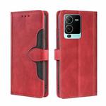 For vivo V25 Pro 5G Skin Feel Magnetic Buckle Leather Phone Case(Red)