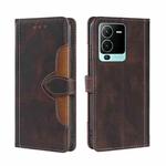 For vivo V25 Pro 5G Skin Feel Magnetic Buckle Leather Phone Case(Brown)