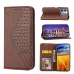 For Xiaomi Redmi Note 12 China Cubic Grid Calf Texture Magnetic Leather Phone Case(Brown)
