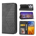 For Xiaomi Redmi Note 12 Pro 5G China Cubic Grid Calf Texture Magnetic Leather Phone Case(Black)