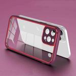For iPhone 12 Pro Max Electroplated PC Transparent Phone Case(Red)