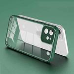 For iPhone 12 Electroplated PC Transparent Phone Case(Green)