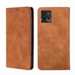 For Motorola Moto G72 4G Skin Feel Magnetic Horizontal Flip Leather Phone Case(Light Brown)