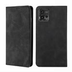 For Motorola Moto G72 4G Skin Feel Magnetic Horizontal Flip Leather Phone Case(Black)