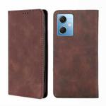 For Xiaomi Redmi Note 12 China Skin Feel Magnetic Horizontal Flip Leather Phone Case(Dark Brown)