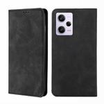For Xiaomi Redmi Note 12 Pro 5G China Skin Feel Magnetic Horizontal Flip Leather Phone Case(Black)