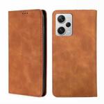 For Xiaomi Redmi Note 12 Pro+ 5G Skin Feel Magnetic Horizontal Flip Leather Phone Case(Light Brown)