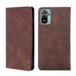 For Xiaomi Redmi Note 11 SE India / Poco M5S 4G Skin Feel Magnetic Horizontal Flip Leather Phone Case(Dark Brown)