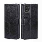 For Motorola Moto G72 4G Geometric Stitching Horizontal Flip Leather Phone Case(Black)