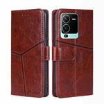 For vivo V25 Pro 5G Geometric Stitching Horizontal Flip Leather Phone Case(Dark Brown)