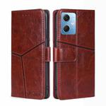 For Xiaomi Redmi Note 12 China Geometric Stitching Horizontal Flip Leather Phone Case(Dark Brown)