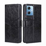 For Xiaomi Redmi Note 12 China Geometric Stitching Horizontal Flip Leather Phone Case(Black)