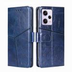 For Xiaomi Redmi Note 12 Pro 5G China Geometric Stitching Horizontal Flip Leather Phone Case(Blue)