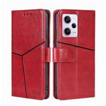 For Xiaomi Redmi Note 12 Pro 5G China Geometric Stitching Horizontal Flip Leather Phone Case(Red)