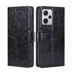 For Xiaomi Redmi Note 12 Pro+ China Geometric Stitching Horizontal Flip Leather Phone Case(Black)