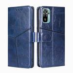 For Xiaomi Redmi Note 11 SE India / Poco M5S 4G Geometric Stitching Horizontal Flip Leather Phone Case(Blue)