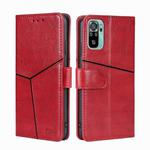 For Xiaomi Redmi Note 11 SE India / Poco M5S 4G Geometric Stitching Horizontal Flip Leather Phone Case(Red)