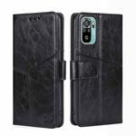 For Xiaomi Redmi Note 11 SE India / Poco M5S 4G Geometric Stitching Horizontal Flip Leather Phone Case(Black)