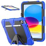 For iPad 10th Gen 10.9 2022 Rugged Silicone Hard PC Tablet Case with Holder(Blue)