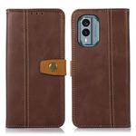 For Nokia X30 5G Stitching Thread Calf Texture Leather Phone Case(Coffee)