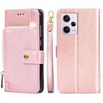 For Xiaomi Redmi Note 12 Pro 5G China Zipper Bag Leather Phone Case(Rose Gold)