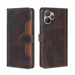 For Realme 9i 5G Global/10 5G Skin Feel Magnetic Buckle Leather Phone Case(Brown)
