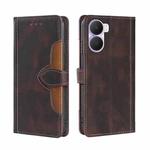 For Honor Play 40 Plus Skin Feel Magnetic Buckle Leather Phone Case(Brown)