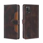 For ZTE Blade A52 Lite Skin Feel Magnetic Buckle Leather Phone Case(Brown)