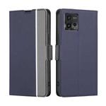 For Motorola Moto G72 4G Twill Texture Side Button Leather Phone Case(Blue)