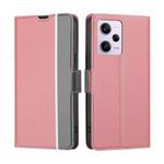 For Xiaomi Redmi Note 12 Pro 5G China Twill Texture Side Button Leather Phone Case(Pink)