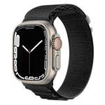 Silver Buckle Nylon Watch Band For Apple Watch Ultra 49mm / Series 8&7 45mm / SE 2&6&SE&5&4 44mm(Black)